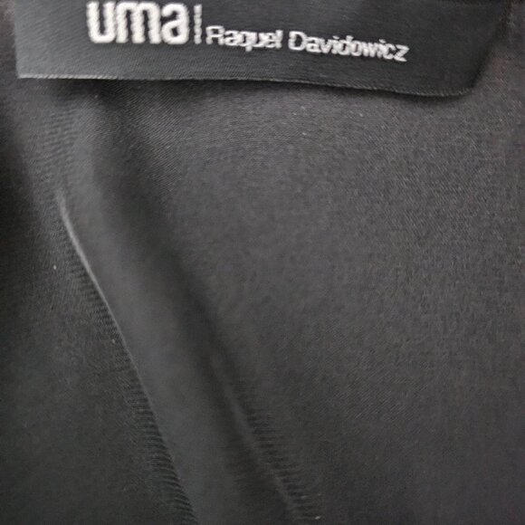 UMA RAQUEL DAVIDOWICZ Romulu Faux Waist Tie Draped Satin Black Dress - Picture 3 of 10